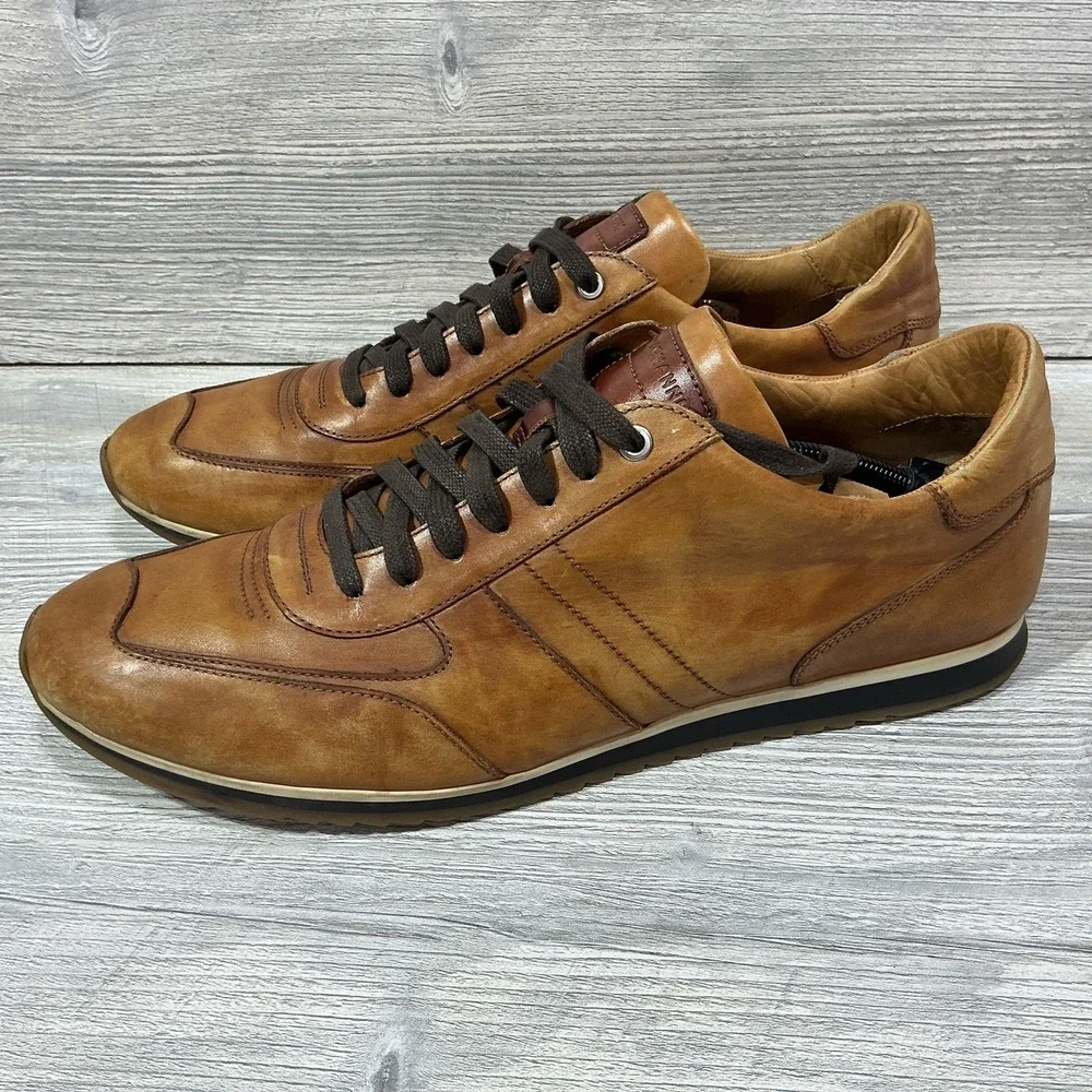 Men's Magnanni Ibiza Honey Brown Leather Sneakers Shoes Portugal Size 13 M 18837